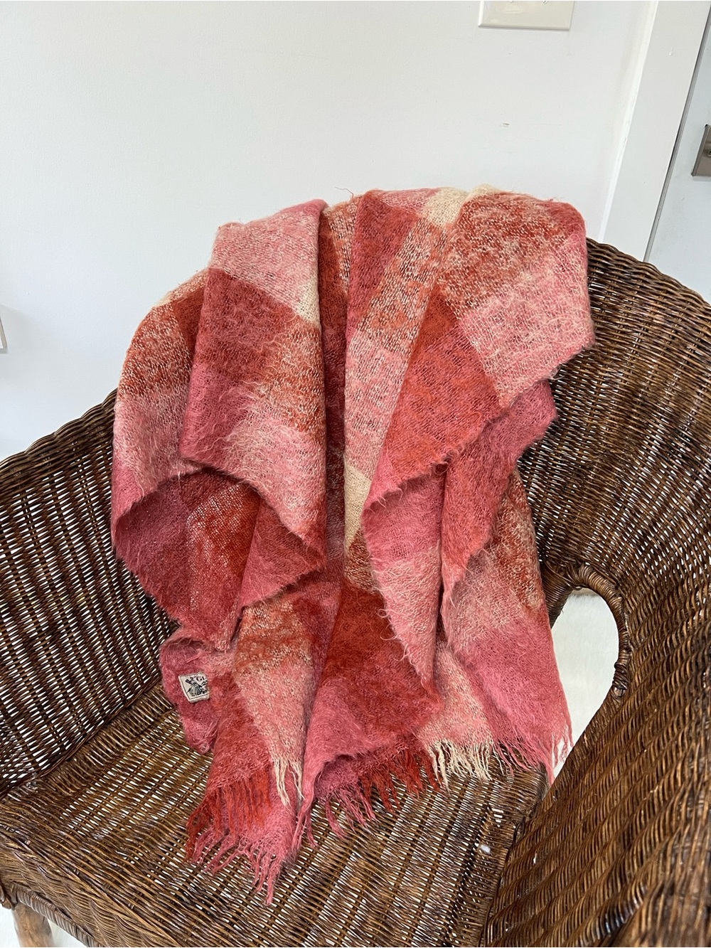 Glen Cree Vintage Mohair Throw Blanket Made in Scotland plaid 74”45“